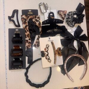 Women's Hair Accessories Set - Black, Brown, Leopard